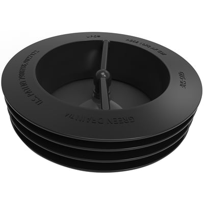 Green Drain vandlås i sort ABS-plast med silikonemembran, der passer til 120-135 mm rør.