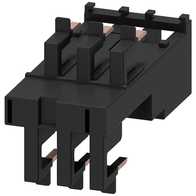 Siemens linkmodul med fjederklemmer til 3RV2.21 og 3RT2.2 S0, viser elektrisk og mekanisk forbindelse.