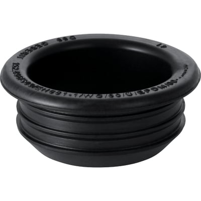 Geberit gummimanchet på 32 mm i sort PEH, med præget tekst og synlige riller for tilslutning.