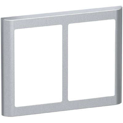 Lauritz Knudsen LK FUGA Soft 63 dobbelt designramme i stålmetallic med plads til 2x1½ modul, vist vandret på hvid baggrund.