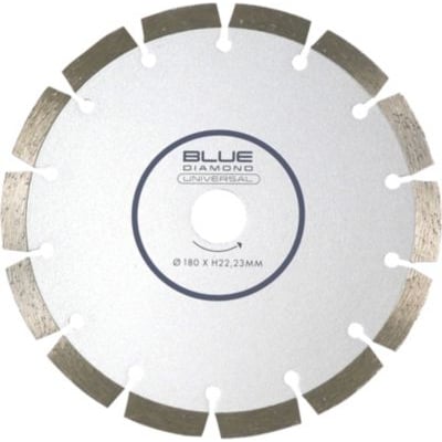 Carat Blue Diamond universal diamantklinge, 180 mm diameter, med 10 mm segmenthøjde og 2 mm tykkelse, ideel til beton.