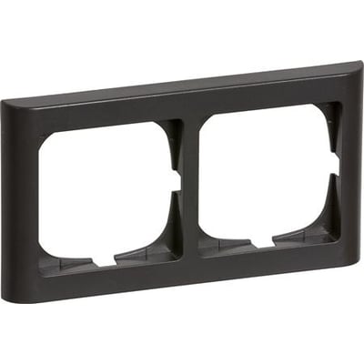 LK FUGA Softline 63 vandret ramme i koksgrå med plads til to 1-moduls indsatser, vist forfra på hvid baggrund.