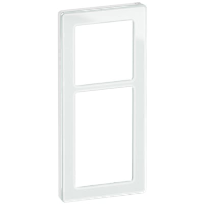 LK FUGA Pure designramme i hvid glas med to moduler, 2½ modul bredde og halogenfri.