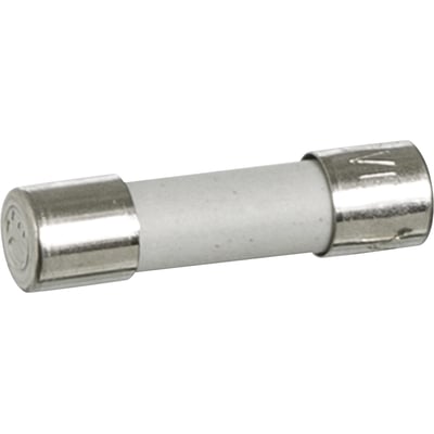 Mersen finsikring på 125 mA med hvit sylindrisk kropp og metallender, 5 x 20 mm, flink og 250 V.
