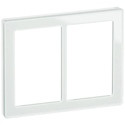 Lauritz Knudsen LK FUGA Pure vandret dobbelt designramme i hvidt glas, 2x1½ modul, med en tynd kant.