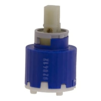 Mora Rexx patron med blå plastkappe og hvidt plastikskaft på hvid baggrund.