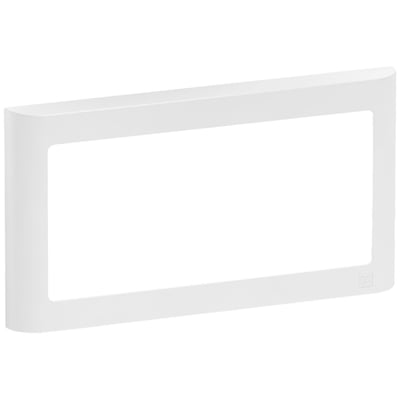 LK FUGA Soft 63 vandret designramme i hvid, med plads til 1x2 moduler, vist med et let buet frontdesign.