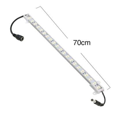 70 cm LEDlife trappe aluprofil med LED strip, vist med tydelig markering af længden på 70 cm og tilslutningskabler.