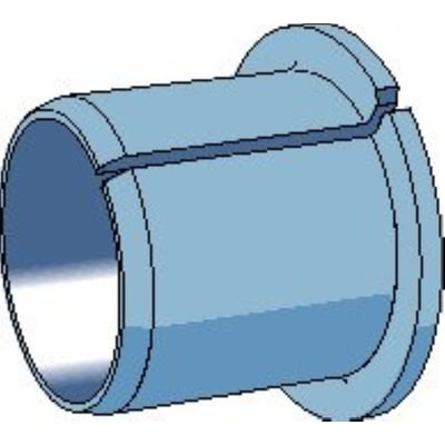 SKF PCMF 303416 E flange-glidebøsning, viser 30x42x16 mm dimensioner og et slidset design for fleksibilitet.