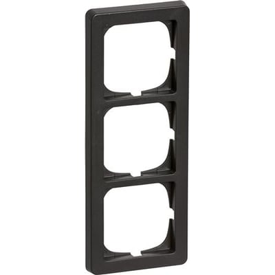 LK FUGA Baseline 63 ramme til 3 moduler i koksgrå, der viser de tre udskæringer til montering af indsatser.