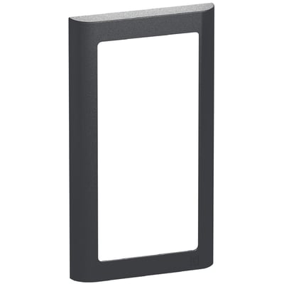 Lauritz Knudsen LK FUGA Soft 63 lodret designramme i koksgrå til 1x2 modul, vist med hvid baggrund.