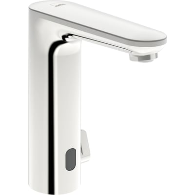 Oras Electra Safety berøringsfrit armatur, høj krom model med rund tud og skjult sensor. Armaturet er fremstillet i blank krom messing.