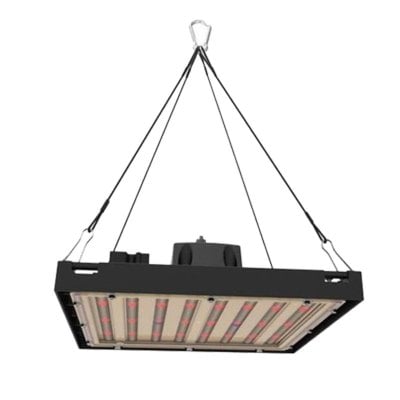 LEDlife Helios 150 W vekstlampe med svart ramme, synlige LED-rekker og justerbart oppheng.