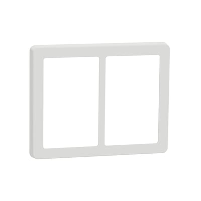 Lauritz Knudsen LK FUGA Base 63 designramme i hvid med plads til 2x1½ modul, vist med den glatte forside.