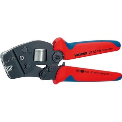 Knipex crimptang til kabeltyller, 190 mm, selvindstillelig og med rød-blå greb. Passer til 0,08-10 mm².