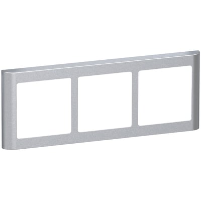 Lauritz Knudsen LK FUGA Soft 63 designramme i stålmetallic med plads til tre moduler på vandret linje.