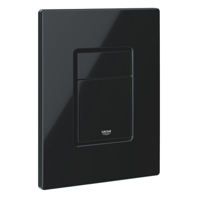 Grohe Even betjeningsplade i blank sort med en mål på 156x197mm, perfekt til 2-skyls systemer.
