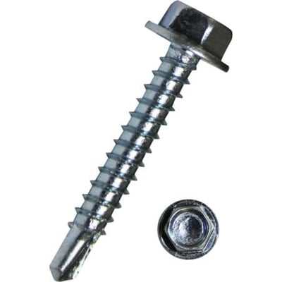 Dresselhaus selvskærende skrue, elgalvaniseret, 6,3x32 mm, med 10 mm udvendig sekskant og integreret skive.