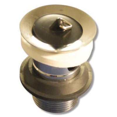 K. Neerskov bundventil med sort prop og 1 1/4" gevind, forkromet finish og hvide og sorte tætningsringe.