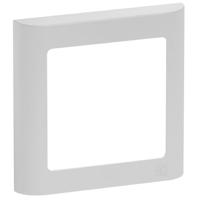 LK FUGA Soft 63 design ramme i hvid med antibakteriel overflade, 1 modul bredde, vist forfra.