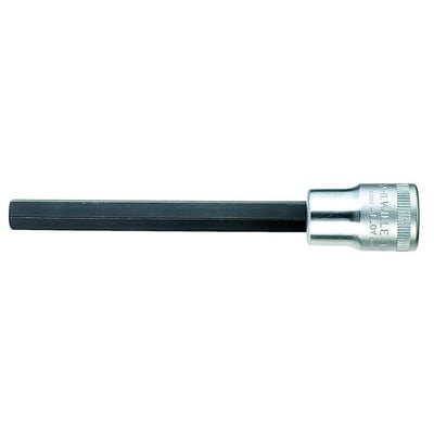 Stahlwille INHEX-top, lang, 1/2" firkant, 7x120mm, forkromet Chrome-Alloy-Steel for indvendig 6-kant.