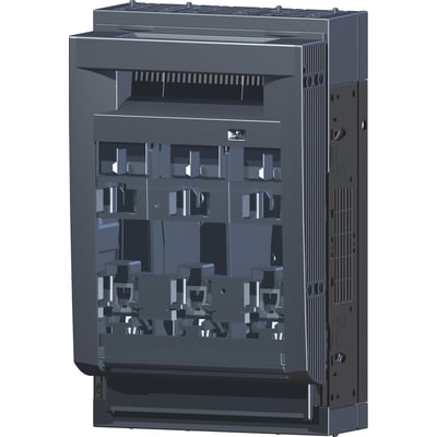 Siemens 3-polet sikringslastadskiller NH00, 160A, 400V, vist fra venstre side med åbne sikringsholdere.