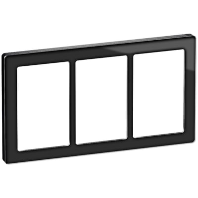 LK FUGA Pure vandret design ramme i sort finish til 3x1½ modul, med blank kant og poleret overflade.