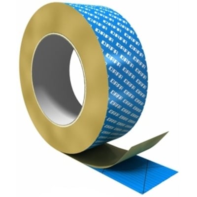 DAFA dampspærretape, blå, 25 meter, fremstillet af stærkt klæbende polyethylen med gentaget Dafa logo på den blå side.