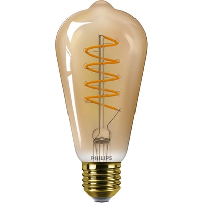 Philips Master Value LED-lyskilde med E27 sokkel, 4W og gylden spiral, 1800K ekstra varmt lys.