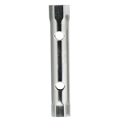 Bahco rørtopnøgle 1936M på 18-19 mm med blank overflade, sekskantede ender og to huller til drejestift.