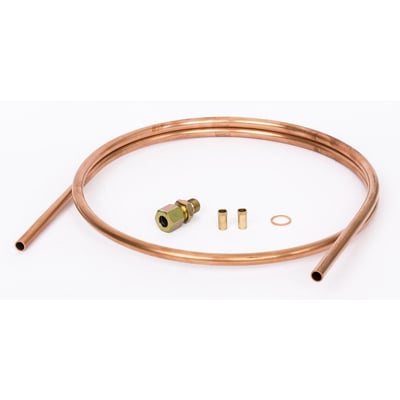 Danfoss impulsledning i kobber med 10 mm diameter og 1,5 meters længde, inkluderer G 1/4" nippel og klemringsforskruning.