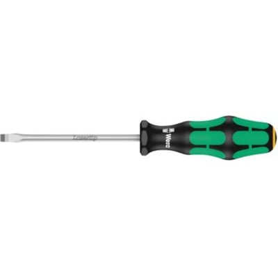 Wera 334 skruetrækker med lige kærv på 1.6x10 mm og en 200 mm lang klinge, med ergonomisk Kraftform Plus greb.