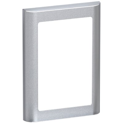 LK FUGA Soft 63 design ramme i stålmetallic med plads til 1½ modul og en tydelig, tom indvendig ramme.