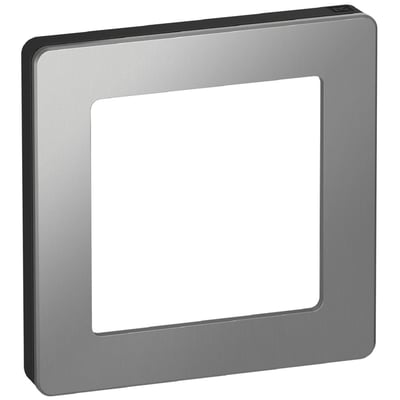 LK FUGA Pure designramme i stålmetal til 1 modul med en kantet udskæring, vist isoleret.