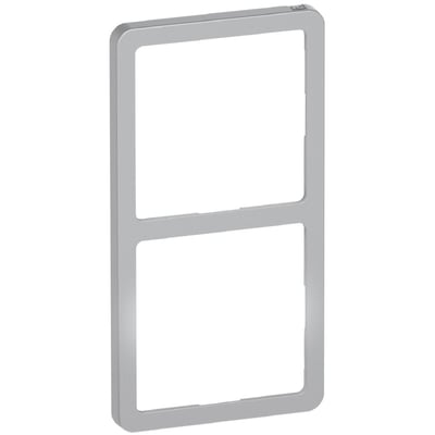 Lauritz Knudsen LK FUGA Slim designramme til 2 moduler i elegant sølvfinish, perfekt til moderne installationer.