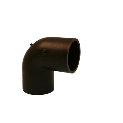 Geberit 160 mm PEH bøjning vist med logo og dimensioner, klar til spildevandssystemer.