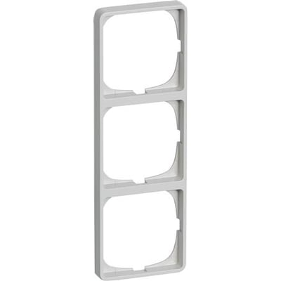 Lauritz Knudsen LK FUGA Baseline 50 ramme i lysegrå med plads til tre 1-moduls indsatser monteret lodret.