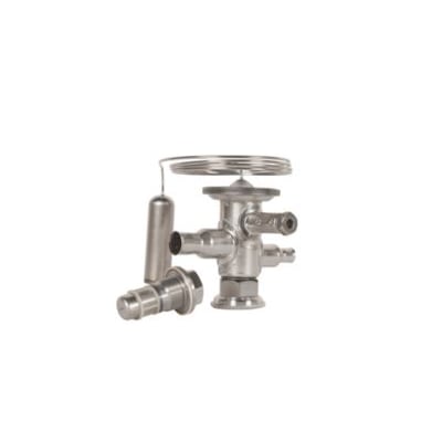 Danfoss TUA termostatisk ekspansionsventil med loddetilslutning og indvendig trykudligning, viser en isoleret komponent.