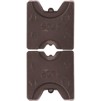 Elpress pressebakker TB8-17, en mørkebrun pakke med to pressebakker til sekskantpresning af kobberforbindelser, der håndterer 10 mm² og 70 mm².