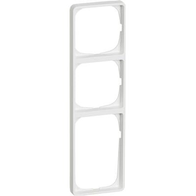 LK FUGA Baseline 50 ramme, hvid, med plads til 3 moduler vertikalt, vist forfra.