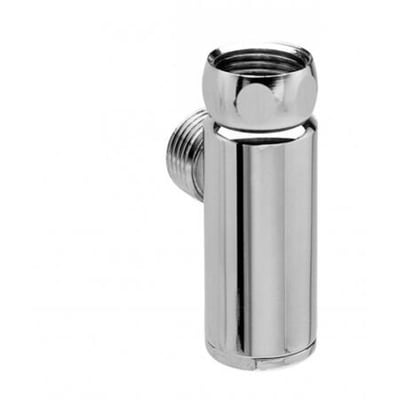 Idealrain Pro bruseslangetømmer i krom, 76 mm lang, med 1/2" udvendig og 1/2" indvendig gevind, isoleret på hvid baggrund.