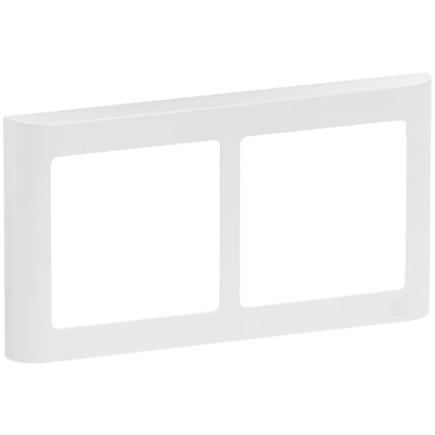 LK FUGA Soft 63 vandret designramme i hvid til 2 moduler med bløde, afrundede kanter og blank overflade.