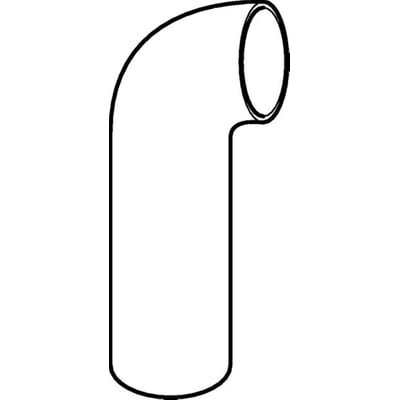 Geberit PEH bøjning 90 grader, sort, med en diameter på 125 mm og langt ben.