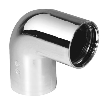 Purus 90° vinkel til indstik med 32 mm diameter, forkromet PP/TPE plast med to muffetilslutninger.