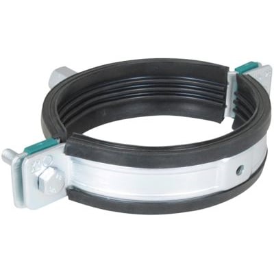 Walraven HD1501 rørklammer for 265-275 mm rør med svart EPDM-innlegg, sølvfarget klammer, skruer og 1/2" gjengemuffe.