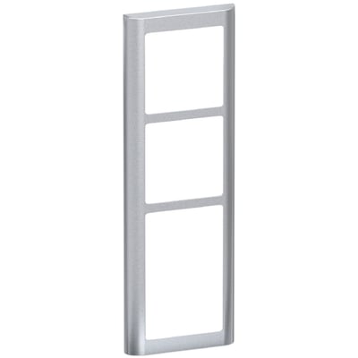 LK FUGA Soft 63 designramme i stålmetallic med tre udskæringer til moduler, måler 3½ modul i højden.