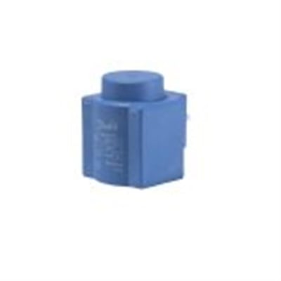 Sidebillede af Danfoss BB230AS spole til 13,5 mm ankersystem, isoleret i blå plast på hvid baggrund.
