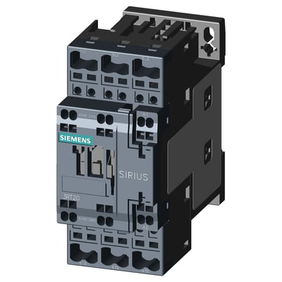 Siemens SIRIUS 3RT20 kontaktor, 3-polet med 15KW/400V, 1NO+1NC, DC 24V og fjederklemmer, størrelse S0.