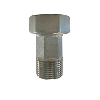 Pettinaroli TEA vandmålerforskruning i white bronze, 1/2" nippel og 3/4" omløber, på hvid baggrund.