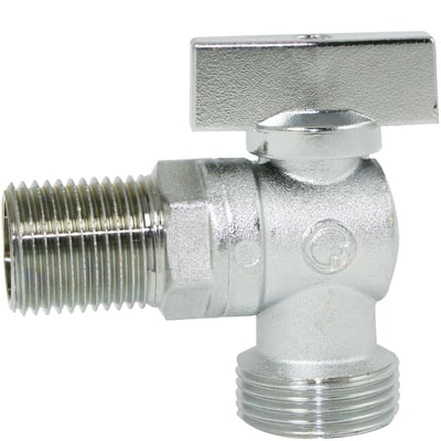 GPA Flowsystem Sav Mini 040k vinkelventil i messing med kromgreb, 1/2" x 3/4" med kontraventil og 22mm nippel.